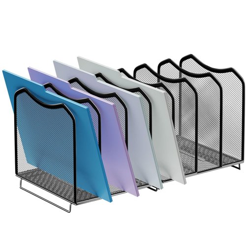Simple Trending Mesh Desktop File Sorter Organizer, 7 Section Bookshelf For Desk Home Office, Black