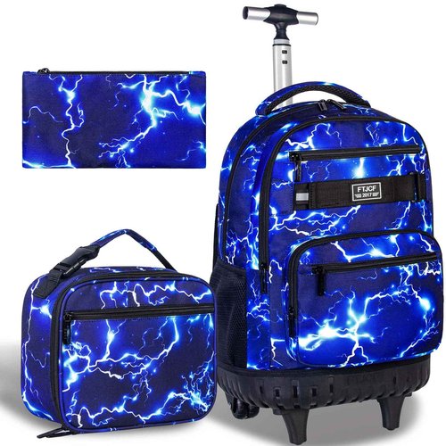 AGSDON Rolling Backpack for Boys, Men Roller Wheels Bookbag, Laptop Lightning Wheeled School Bag with Wheels for Teens
