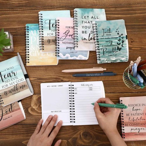 Resurhang 30 Sets / 60 Pcs Christian Christmas Gifts Bulk for Women Christian Notebooks with Bible Verse Pens Prayer Journals Religious Notepad Church Gifts for Men Sunday School Bible Study Supplies