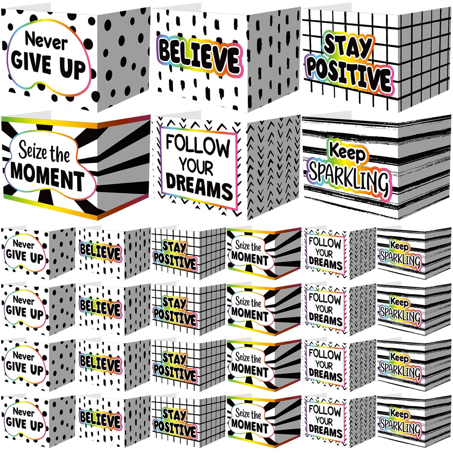 Honoson 24 Pcs Bulk Inspirational Privacy Folders for Students Cardboard Test Privacy Boards Motivational Words Desk Dividers Shield for Classroom School Study Supplies, 6 Styles(Polka Dot)