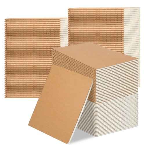 100 Packs Kraft Small Blank Notebooks, Unlined Mini A6 Journals Bulk, Blank Notepads for Kids Student Back to School, Office, Sketching, Drawing, Writing Supplies, 5.5" X 4", 30 Sheets/60 Pages