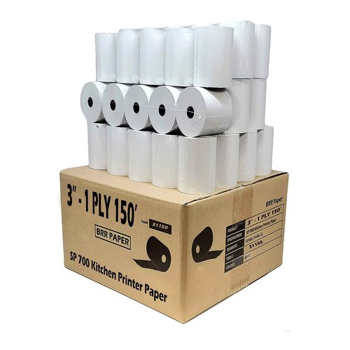 CASH REGISTER PAPER FOR STAR SP700 3" x 150' BOND (50 NON-THERMAL) POS KITCHEN PRINTER PAPER - 50 GSM NEW POS RECEIPT ROLLS FOR TMU200 SRP275