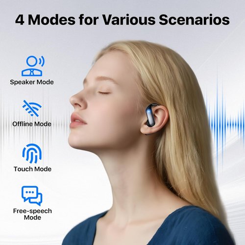OWS AI Language Translator Earbuds - 4-in-1 Real-Time Translation in 145 Languages | Black
