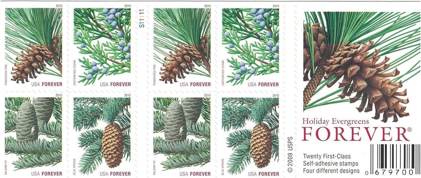 Holiday Evergreen FOREVER Stamps, Pane of 20