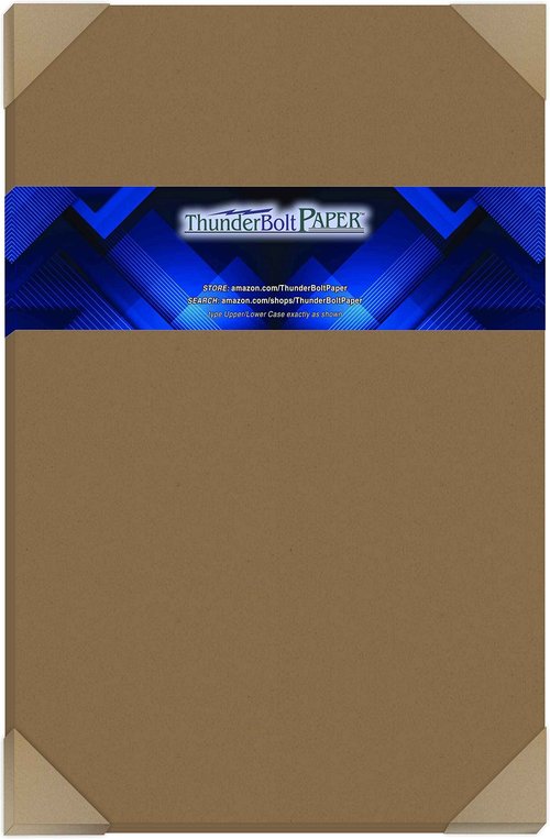 50 Brown Bag Colored Cardstock Paper Sheets - 11 X 17 Inches Tabloid|Ledger|Booklet Size – 80 lb/pound Cover|Card Weight 216 gsm - Natural Kraft Fiber with Darker Specks - Slightly Rough Finish