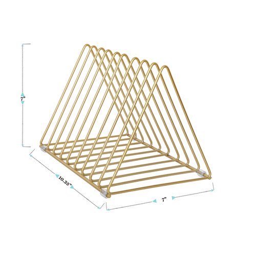 Martha Stewart Ryder Gold Mesh Metal 9 Slot Triangle Magazine File Holder, Desktop Organizer Sorter