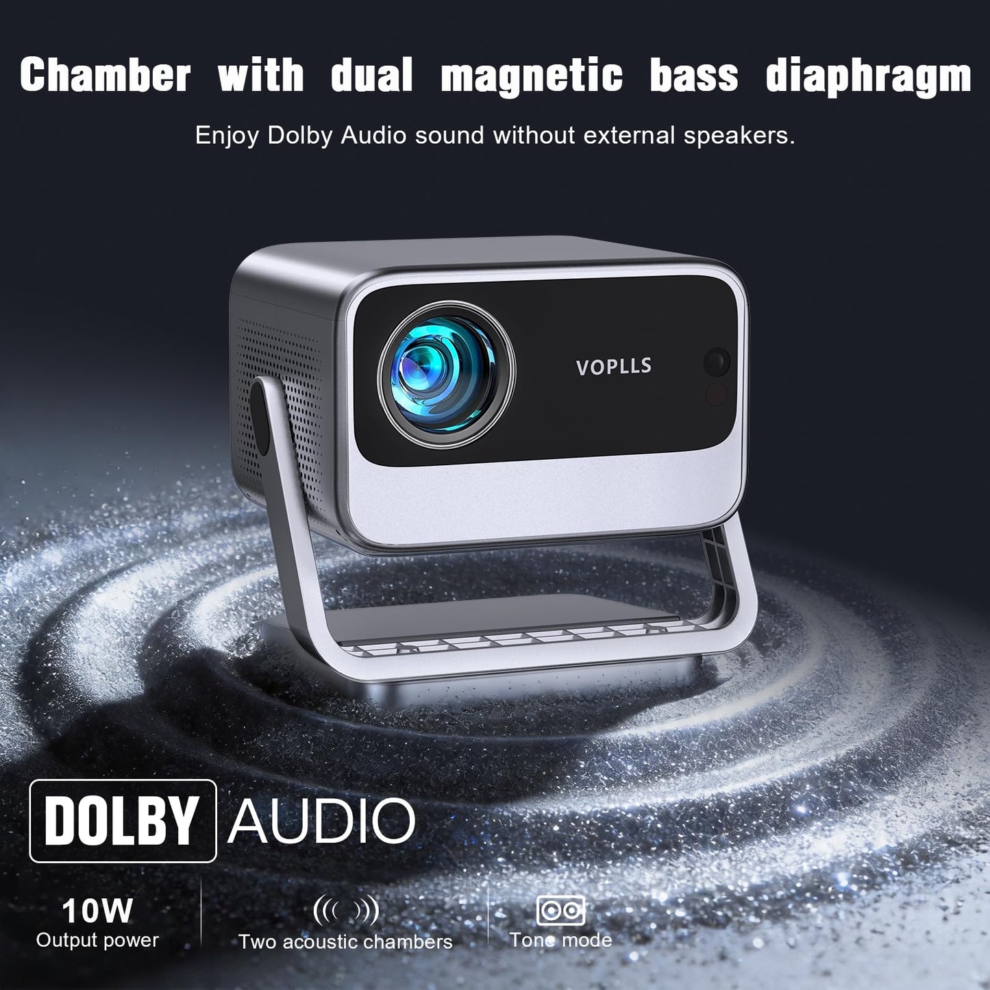 [3000 ANSI & Officially-Licensed APP]4K Projector with WiFi and Bluetooth, Auto Focus Keystone & Dolby Audio, Smart Outdoor Projector with Adjustable Stand for Home Theater Bedroom Ceiling(Cyan)
