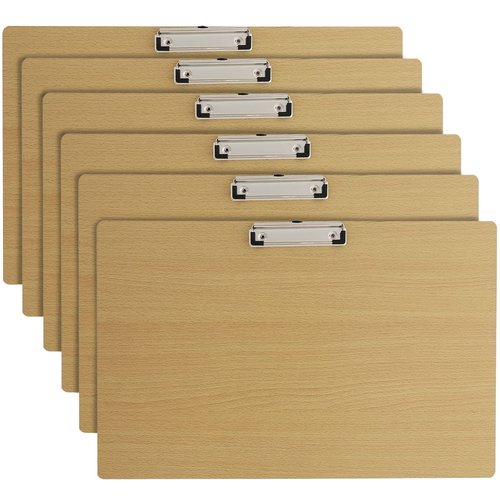 Juvale Classroom Must-Haves Clipboards - 6-Pack Extra-Large 19.5 x 12.5 in Light Brown Wood - Low-Profile Metal Clip & Retractable Hook - Drawing & Sketching Board for Classroom & Office Supplies