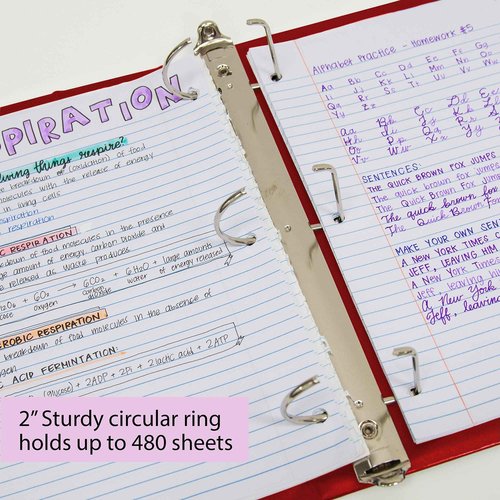 BAZIC Products 3 Ring Binder 2" View Binders Slant D Ring Organizer - Burgundy, Hold 480 Sheets Paper, for School Office Home, 12-Count