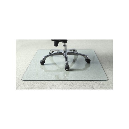 Lorell Tempered Glass Chairmat, 46" Width x 36" Depth x 0.25" Thickness, Clear, 1 Each