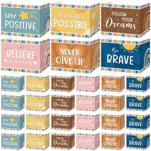 Affrolling 24 Pcs Inspirational Privacy Folders Bulk for Students Cardboard Privacy Boards Desk Divider Panel Waterproof Testing Divider for Classroom Teacher Back to School Study Supplies (Boho)