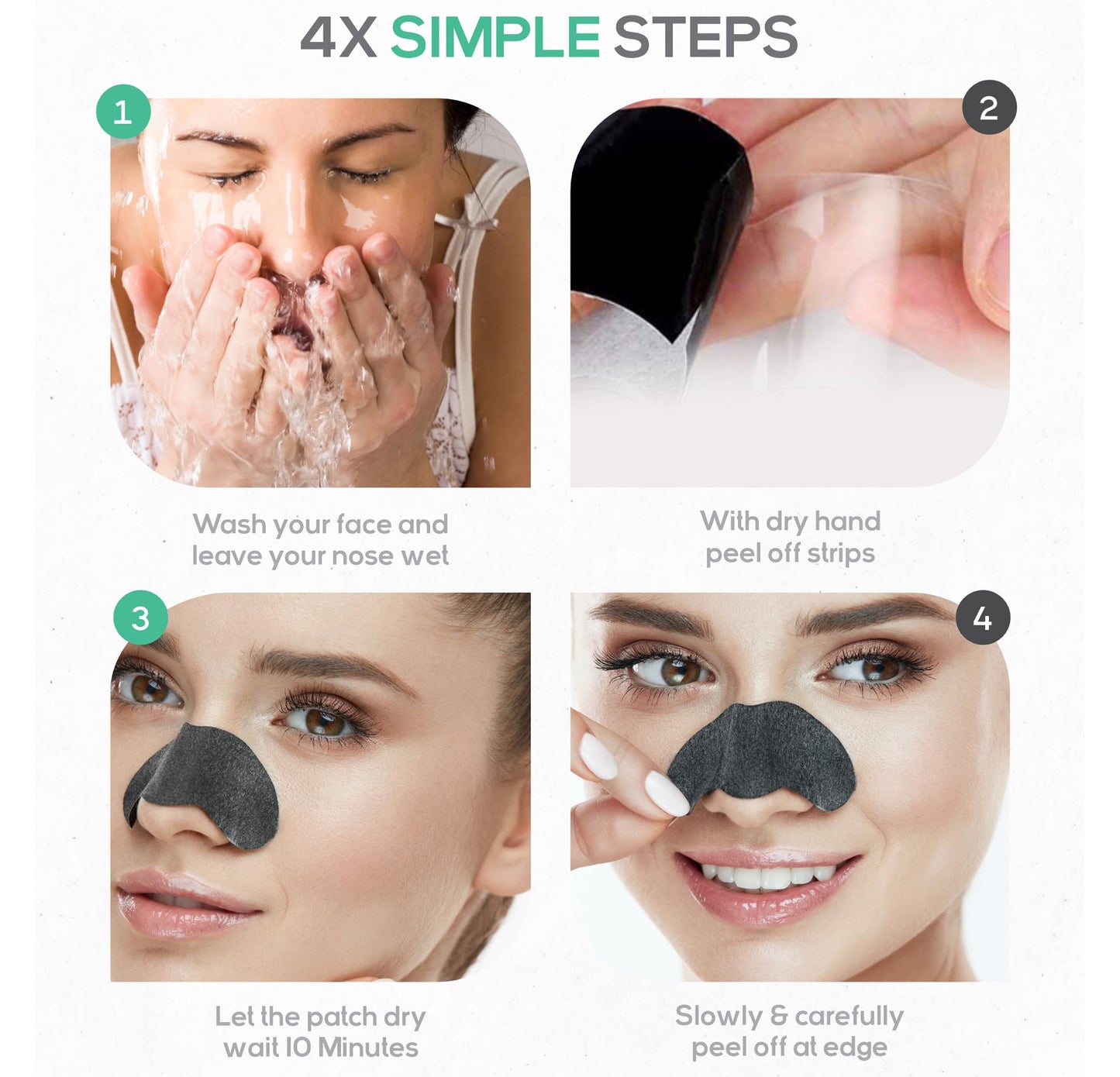 LivaClean (102 Strips Charcoal Blackhead Remover Pore Strips for Face Nose Pores, Blackheads Removal, Blackheads Removers, Blackhead Remover Strip