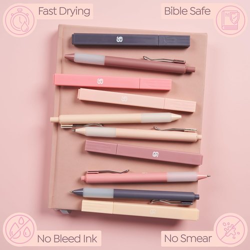 BLIEVE Aesthetic Highlighters & Gel Pens - Soft Tip, No Bleed, Fast Drying | Perfect for Bible Journaling & Planner Notes (Morandi)