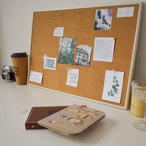 PATIKIL Cork Board Tiles, 6 Pack 12" x 12" Cork Board Bulletin Board, 1/2" Thick, Small Square Pin Board with Self Adhesive, 50 Push Pin Wood Clips for Wall, Home & Office