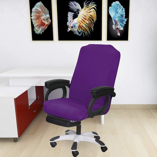 SARAFLORA Purple Office Chair Cover- Large, Removable, Durable, Stretch Fit, Zipper & Elastic, Water Resistant, for Universal Rotating Chair Desk Chair Cover High Back Chair Seat
