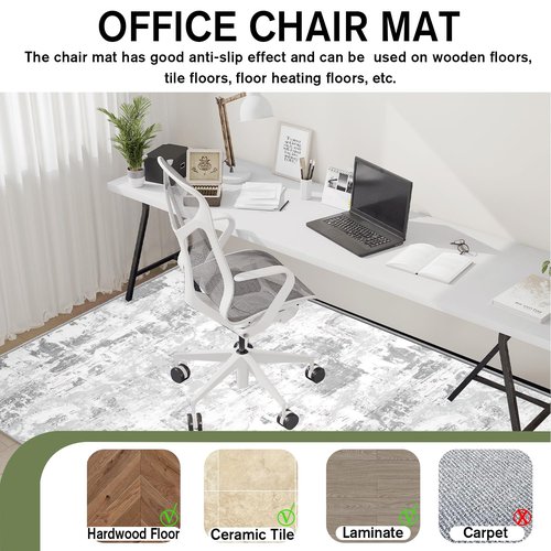 WTHYGB Office Chair Mat for Hardwood Floor Abstract Washable Desk Throw Rug for Rolling Chair Non-Slip Computer Chair Protector 48”x60”