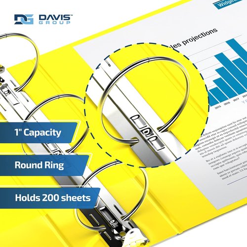 Premium Economy 6-Pack 1-Inch Round-Ring Binders - Yellow | Ideal for School & Office Use