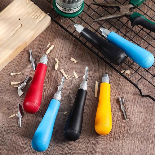 CraftyDream 12 Pack Craft Linoleum Cutter Kit Linoleum Cutter Handles Carving Tools Craft Linocut Tools for Lino Printmaking Carving, Handles Only