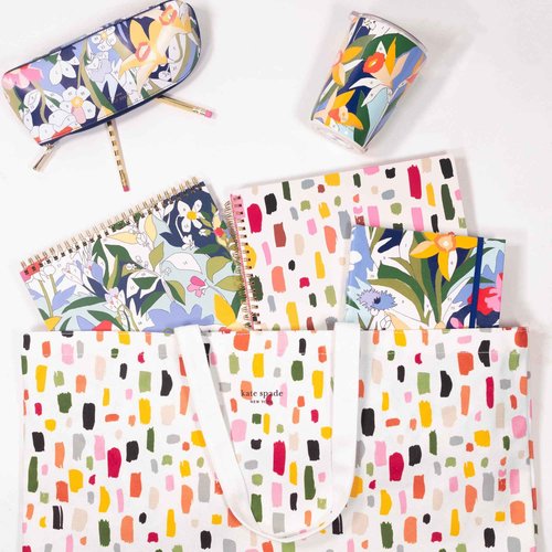 kate spade new york Lined Writing Journal with Pen Case, Vegan Leather Journal with 168 Pages, Zipper Pouch for Office Supplies, Paint by Numbers