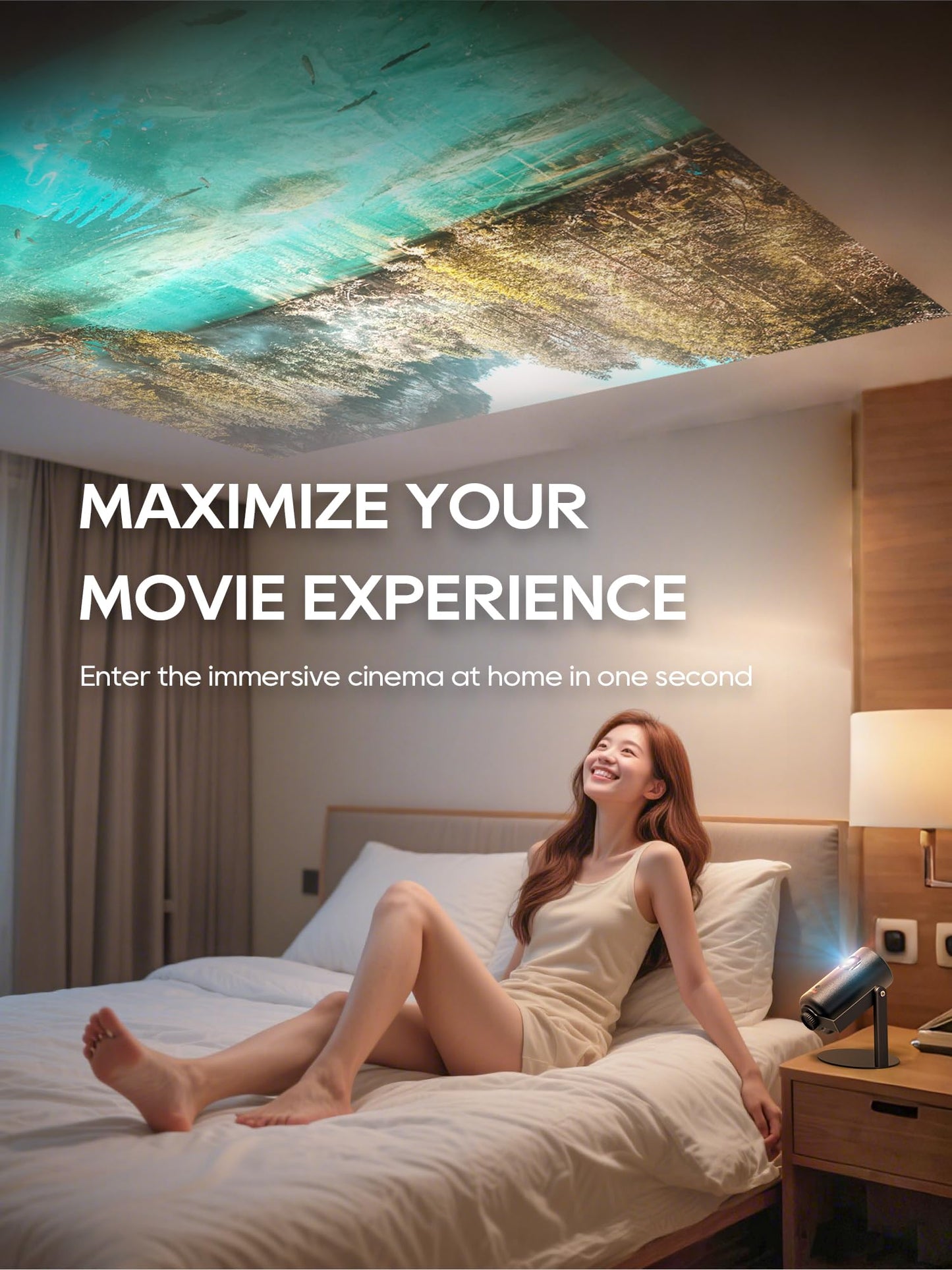 Haweah Projector Stand for Nebula Capsule Series & XGIMI Halo+(New) Works with Capsule 3/Air/Pro, Mini Projectors | Ceiling & Wall Projection, Height Adjustable, 360° Rotation | 1/4-Inch Screw(A-Black)