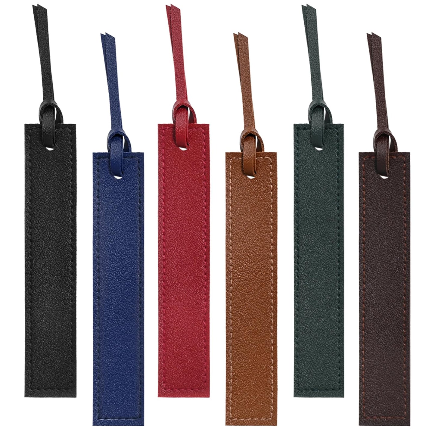 6 Pcs Leather Bookmarks with Tassels, Handmade Stitched Bookmarks - Classic Retro Style Page Markers, Unique Reading Gifts for Book Lovers, Men, Women, Readers, Teachers and Students