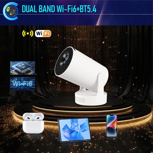 XIAOHUI Mini Projector, 2025 Portable Smart Projector with WiFi and Bluetooth, 1000 Lumens, 150-inch Display, LCD LED Technology