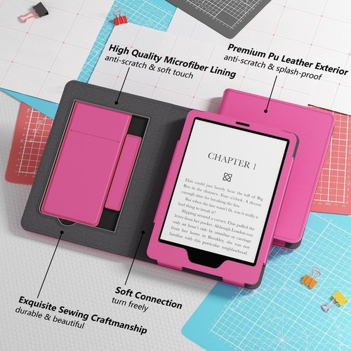 Lainergie Stand Case for Tablet with Hand Strap and Auto Sleep Wake,Raspberry