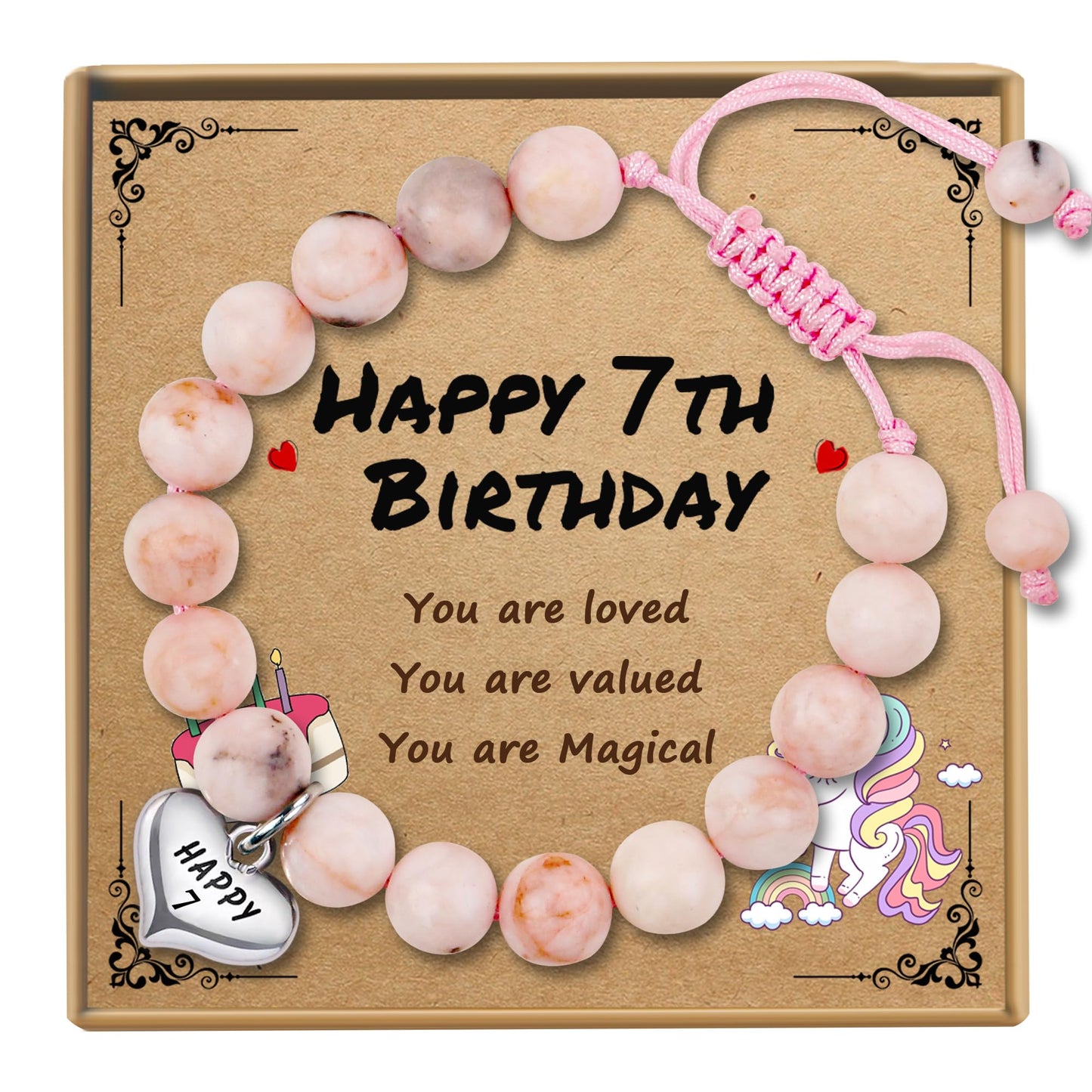 Sereney 7 Year Old Girl Birthday Gifts, Adjustable Beaded Bracelet as 7th/7yr Year Old Girl Birthday Gifts for Seven Daughter Niece Granddaughter Girls