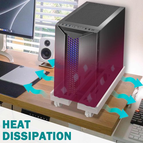 Seloom PC Stand Computer Tower Stand, Adjustable Mobile CPU Stand, Heavy-Duty Desktop Stand with Rolling Caster Wheels, PC Riser Fits Most PC Gaming Desk Office