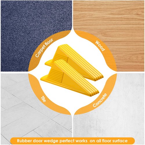 Frienda 12 Pcs Jumbo Door Stoppers Heavy Duty Door Stopper Tall up to 2inch Tall Wedge TPR Large Wedge Stackable Big Rubber Doorstop for Hotel Carpet Hardwood Concrete and Tile (Yellow)