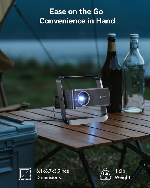 [Native 1080P & Official Licensed Apps] Polocsh 4K Projector with WIFI 6 and Bluetooth, 1000ANSI Smart Projector with Auto Keystone Protable Projectors Home Movie Outdoor Mini Proyector (Steel Gray)
