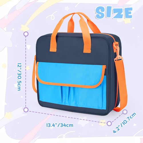 Yarwo Zipper Binder Bag for Boys and Girls, 3 Ring Binder Holds 500 Sheets, Accordion File Organizer with 5 Expanding File Folder Fit for 13” Laptop, Learning Tablet and Stationery, Navy
