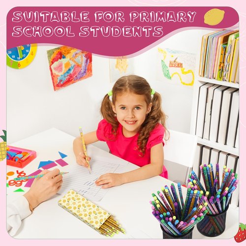 Fainne 200 Pcs Scented Pencils Smelly Wood HB Pencils bulk with Colorful Eraser and Case Fun Fruit Elements Back to School Supplies for School Office Classroom Teachers Party Reward Supplies