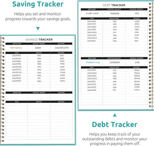 Budget Planner | Monthly Expense Tracker Notebook & Undated Bill Organizer - Blue