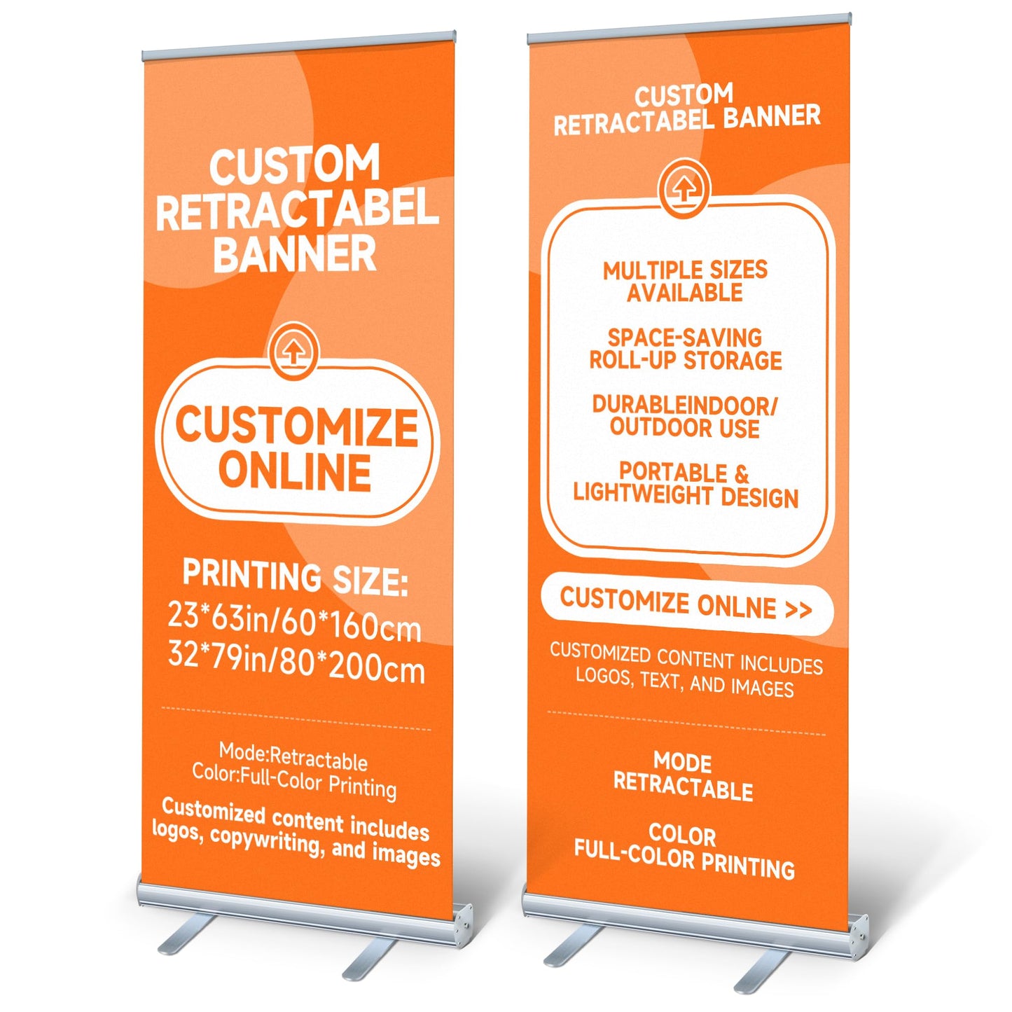 METAPRINT Custom Retractable Banner Stand 33"x81" – Personalized Roll Up Display with Carry Bag, Adjustable Height, Portable Stand for Trade Shows, Events, Business