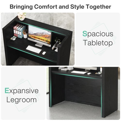 Tribesigns Reception Desk, Modern Front Desk with Counter, 47 Inch Small Retail Counter for Checkout, Lobby, Salon, Small Office, Reception Area (Black, 47.2" W x 19.7" D x 43.3" H)