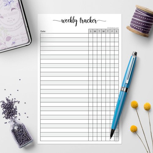 321Done Weekly Tracker Notepad - 50 Sheets (5.5" x 8.5") - Habit Tracking Days of Week Tear-Off Sheets, Planner Organizing - Made in USA - Simple Script
