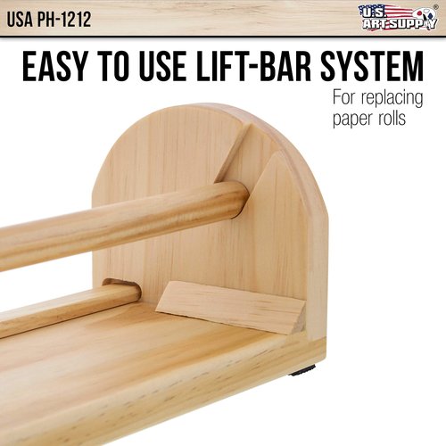 US Art Supply 12 inch Wooden Tabletop Easel Paper Roll Holder & Dispenser