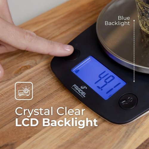 Fradel Digital Kitchen Food Scale - 11lb Capacity in Grams & Ounces for Cooking, Baking & Weight Loss