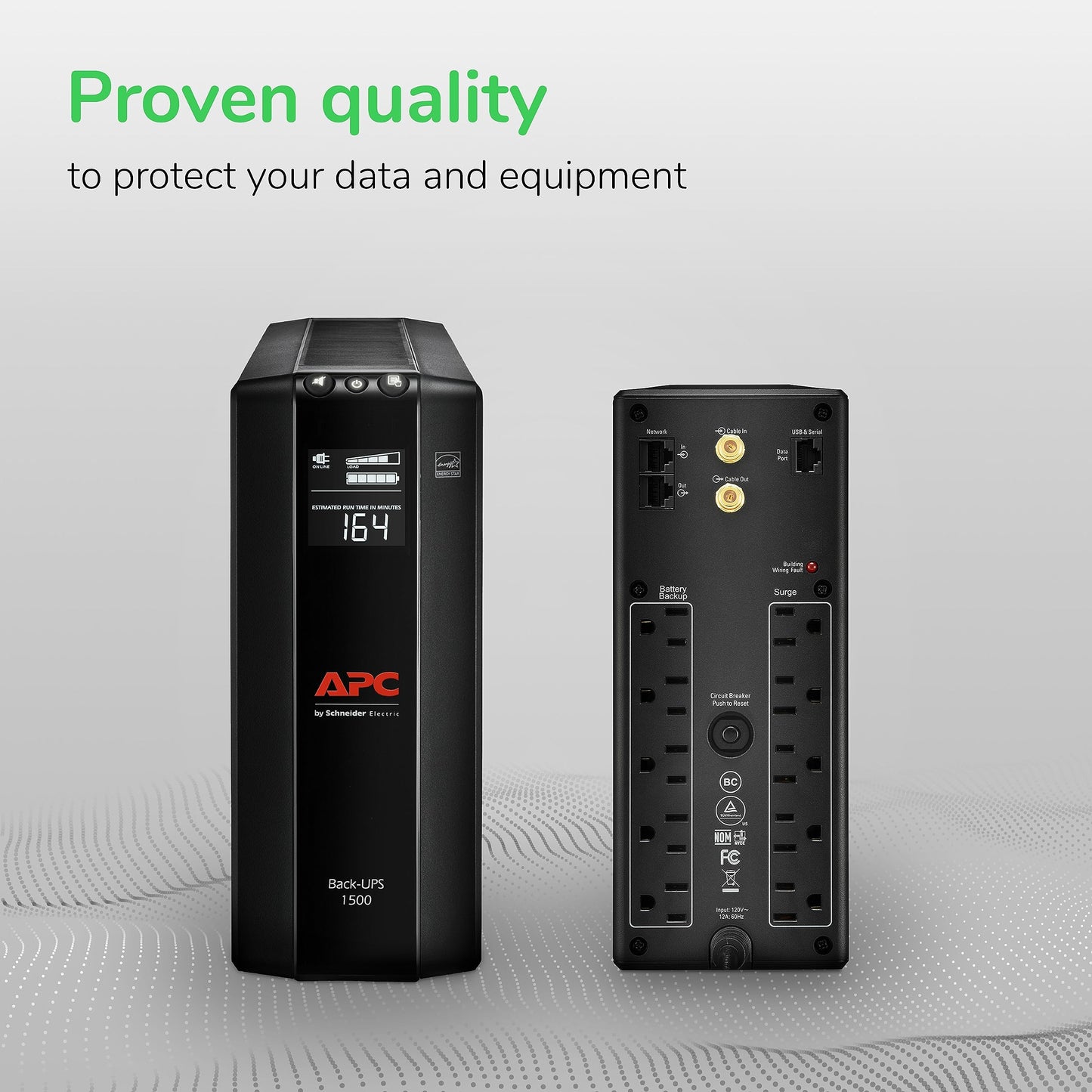 APC UPS 1500VA/900W Pro UPS Battery Backup for Office Electronics, BX1500M