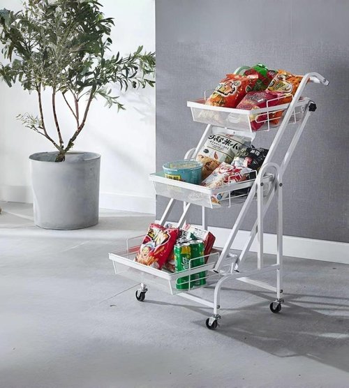 3 Tier Rolling Cart - Metal Utility Cart with Wheels, Heavy Duty Mesh Rolling Storage Cart Organizer, Craft Cart for Office, Lightweight and Sturdy, for Bathroom, Kitchen, Garden, Laundry Room