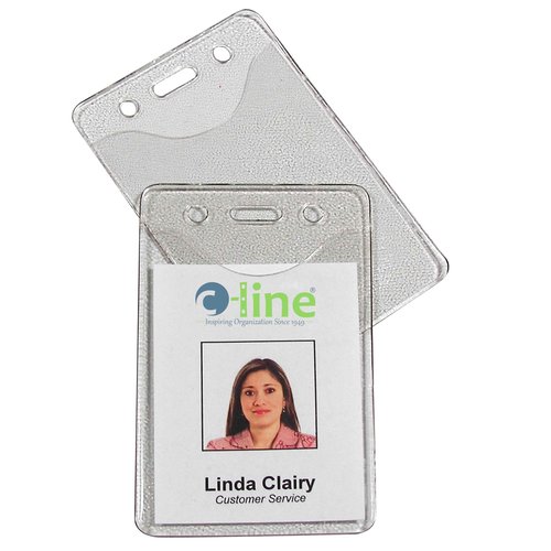 C-Line Heavy Duty Vinyl Badge Holders, Vertical, 2.38 x 3.38 Inches, 100 per Pack, Clear (88617)