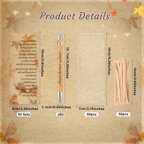 Epakh 50 Sets Thanksgiving Gifts Bulk, Fall Pens with Greeting Cards, Fall Party Favors for Adults, Friendsgiving Party Favors, Thanksgiving Gifts for Coworker, Teacher, Employee, Office (Retro)