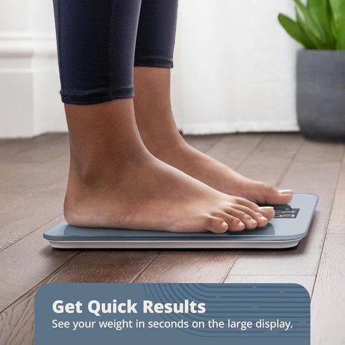 Greater Goods AccuCheck Digital Scale - High-Precision Bathroom Scale with 400 lb Capacity & Backlit Display | Stone Blue