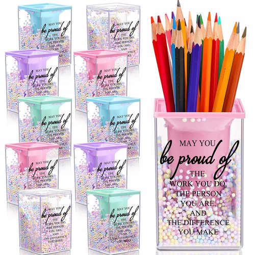 Fuutreo 10 Pcs Employee Appreciation Gifts for Coworker Cute Bubble Pencil Holder Inspirational Makeup Desk Organizer for Teacher Back to School Classroom Must Have Volunteer Office supplies(Stylish)