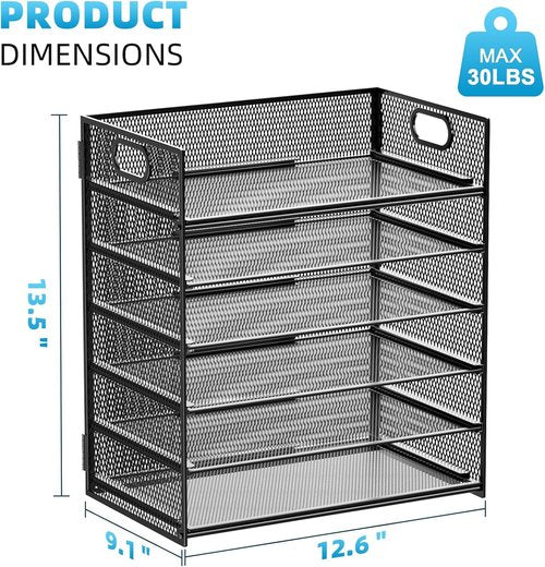 Marbrasse 6-Tier Paper Organizer | Letter Tray & Pen Holder with 2 Drawers - Stylish Office Storage