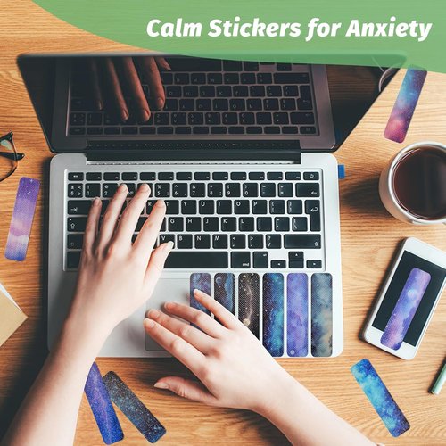 Skiennix 72-Piece Anxiety Sensory Stickers Set - Calming Fidget Strips with Storage Box | Galaxy Design
