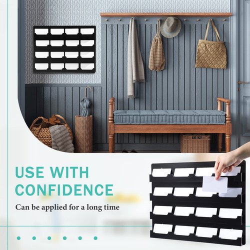 Geelin 2 Pcs Business Card Holder Wall Mount 16 Pocket Black Acrylic Business Card Display Holder with Hanging Hardware Vertical Sticker Display Rack Organizing Stand for Office Home(Horizontal)