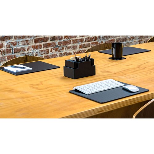 Dacasso Leather Desk Pad Without Side Rails - Luxury Leather Desk Blotter for Writing - Executive Desk Surface Protector - (Black, 14” x 11.5”), (P1036)