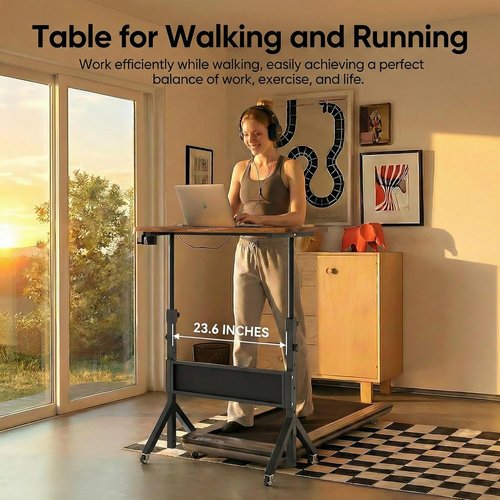 HUANUO Mobile Standing Desk - Height Adjustable 28.7"-46.1" with Wheels & Storage Basket | Compact Home Office Solution